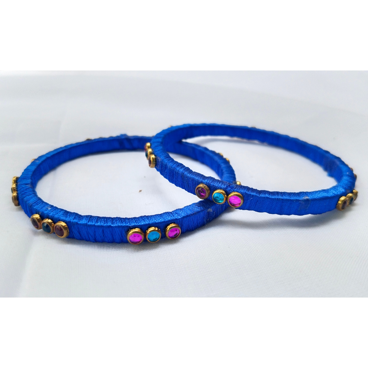 Royal Blue Stone Bangles | Classic Handmade Jewellery Set (Pair)