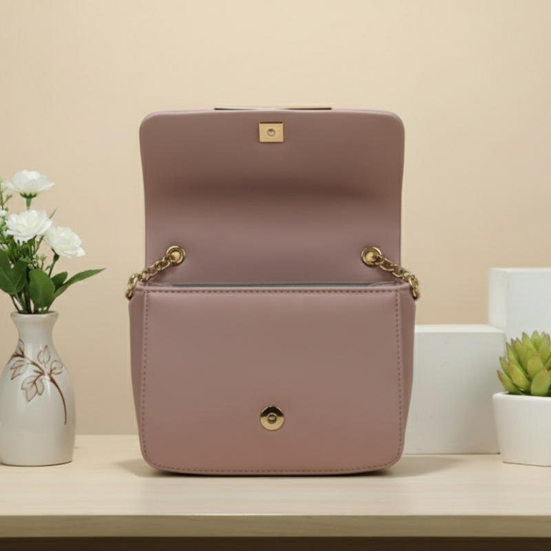 Rose Mauve Chevron Flap Bag