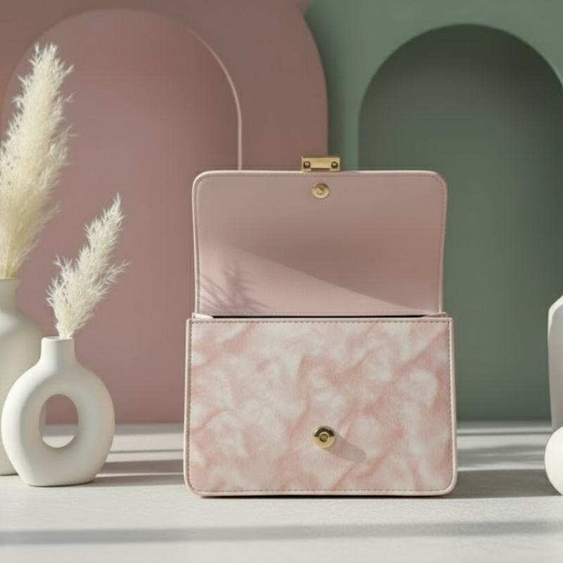 Pink Tie-Dye Studded Flap Bag