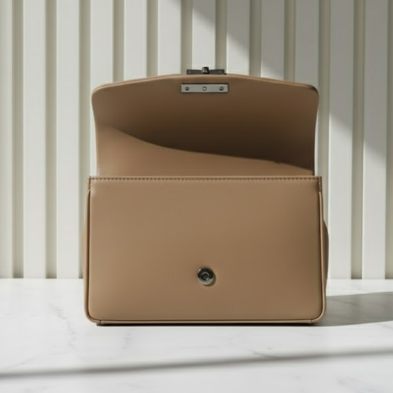 Classic Camel Chevron Quilted Chain Bag