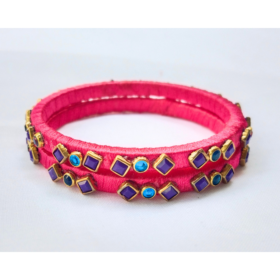 Pink Stone Bangles | Classic Handmade Jewellery Set
