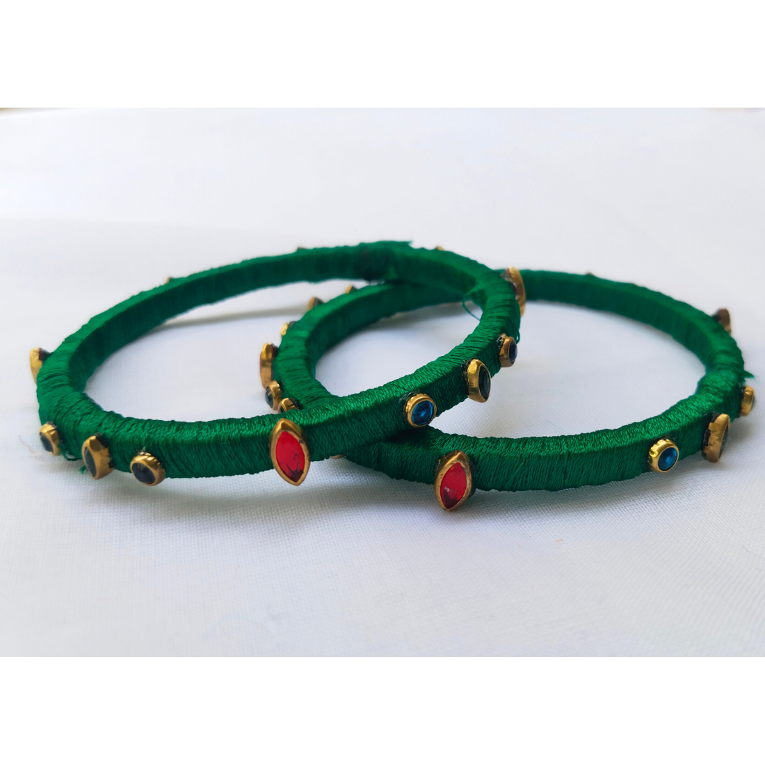 Green & Red Stone Bangles | Classic Handmade Jewellery Set