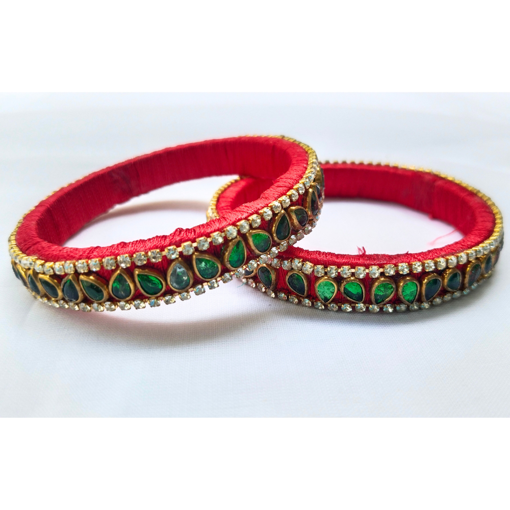Maroon & Emerald Green Designer Bangles | Premium Handmade Jewellery