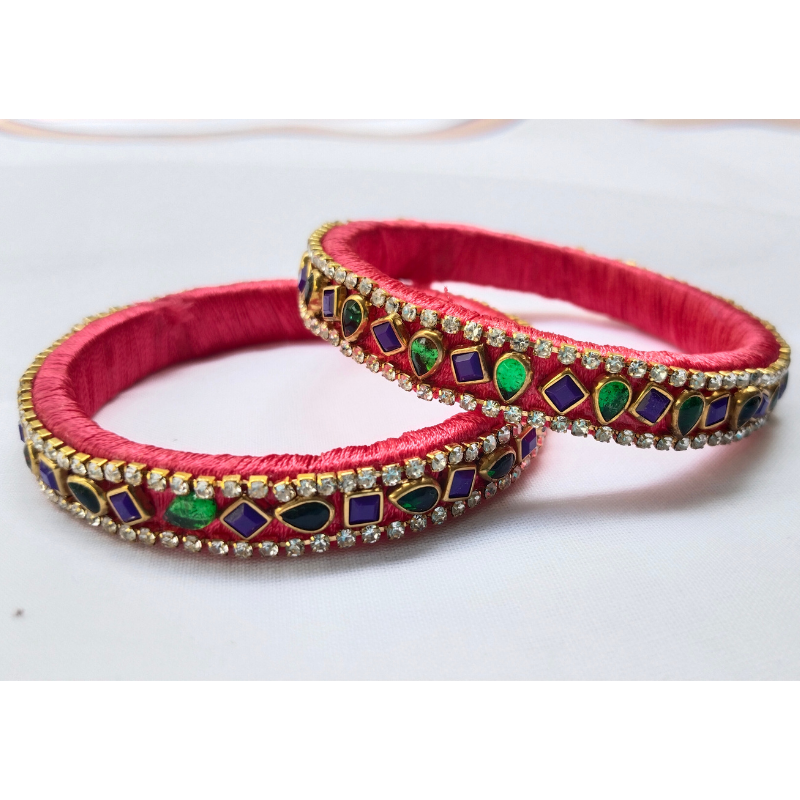 Royal Red Bangles | Gem-Studded Festival Pair