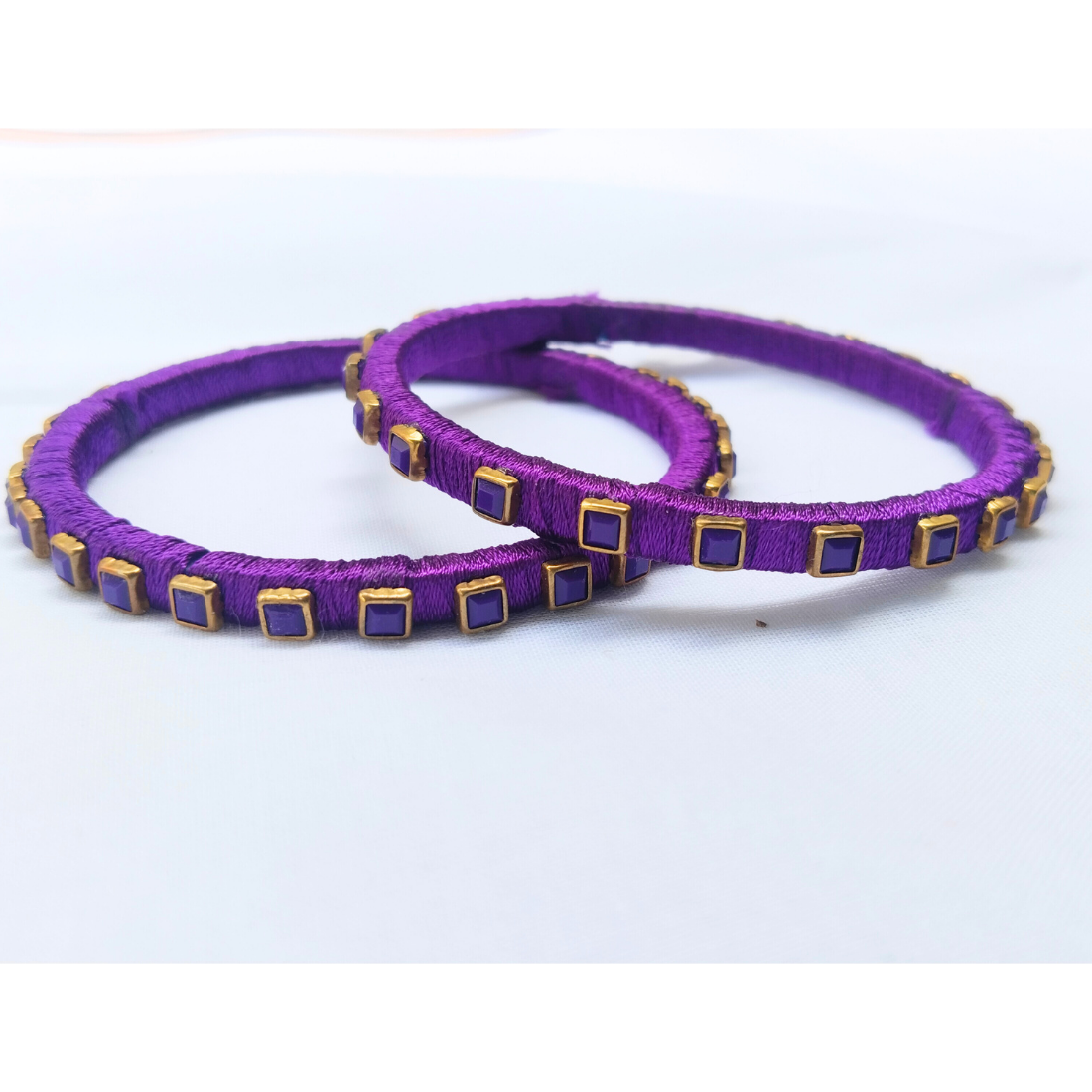 Square-Stone Purple Bangles | Modern Traditional Fusion