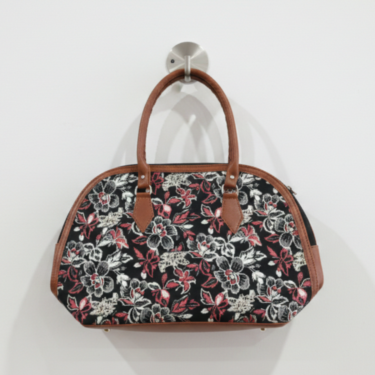 Black Floral Handheld Tote Bag