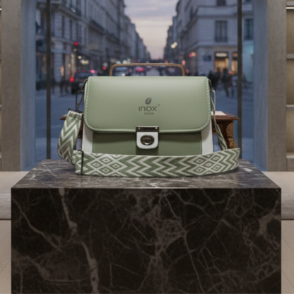 Sage Green & White Colour Block Sling Bag