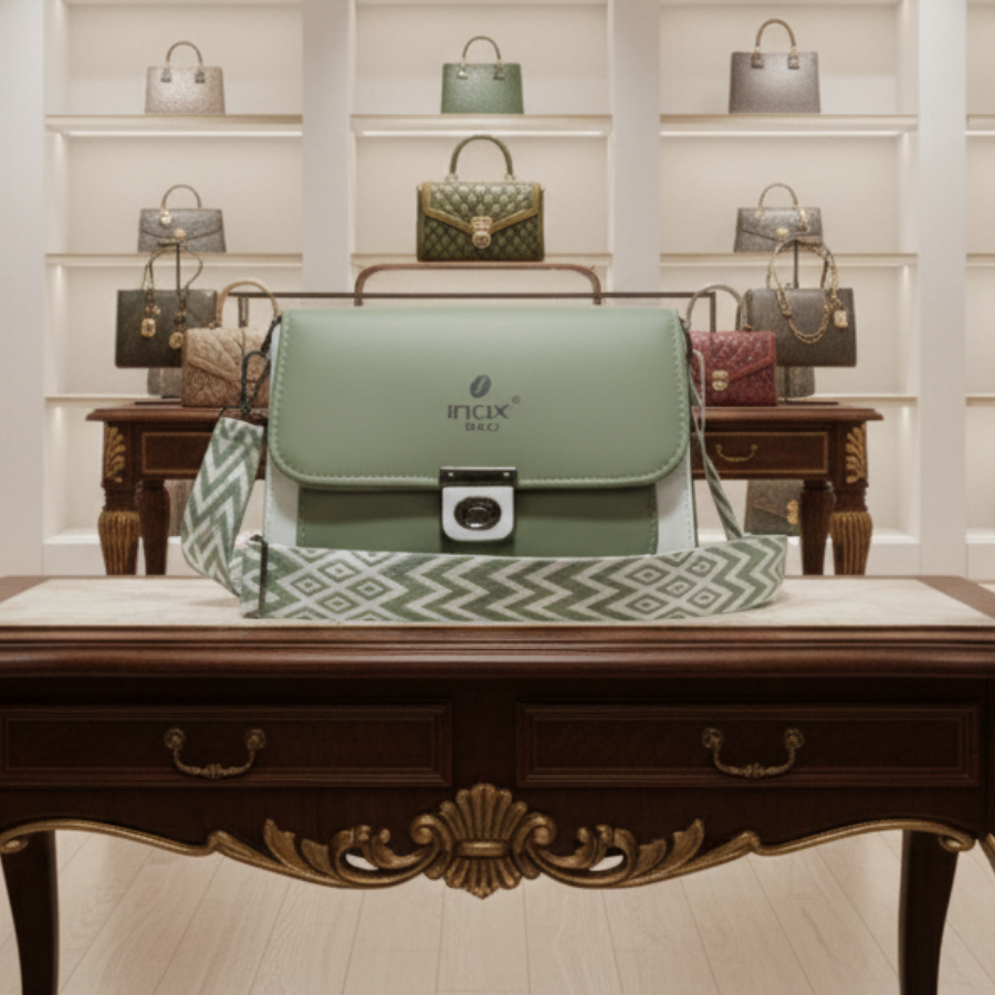 Sage Green & White Colour Block Sling Bag