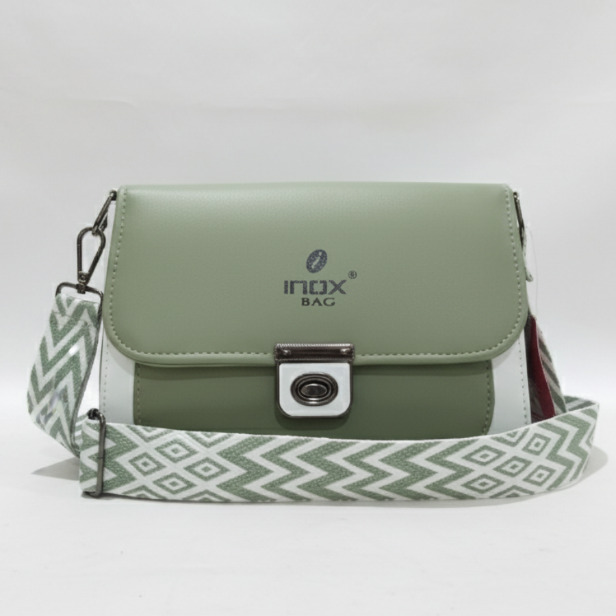 Sage Green & White Colour Block Sling Bag
