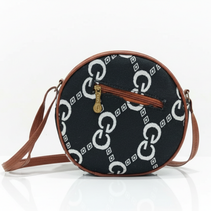 Black Ikkat Circle Crossbody Bag