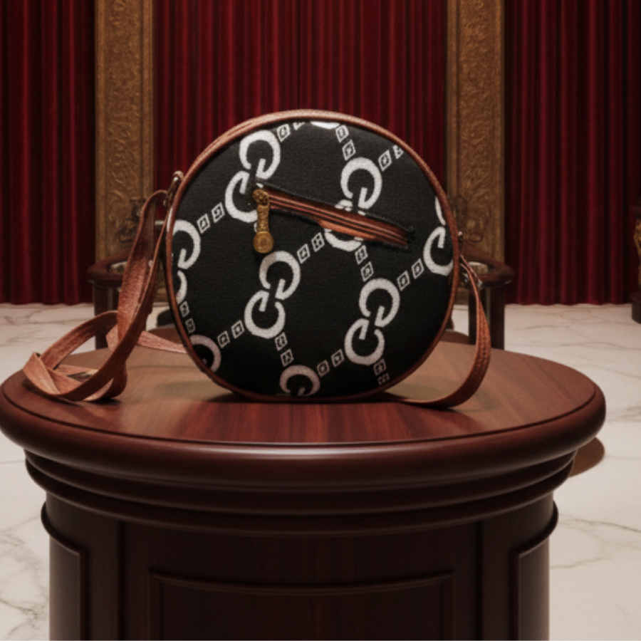 Black Ikkat Circle Crossbody Bag