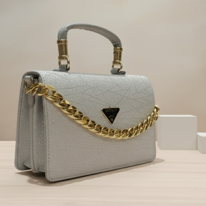 Silver Glitter & Gold Chain Mini Bag