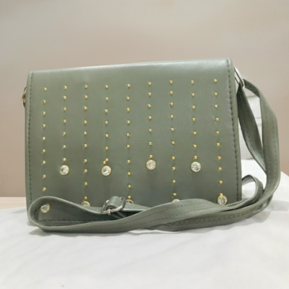 Olive Green Studded Sling Bag