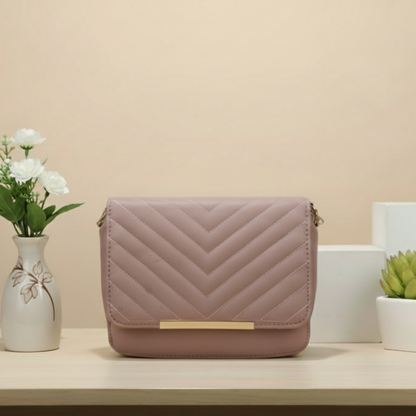 Rose Mauve Chevron Flap Bag