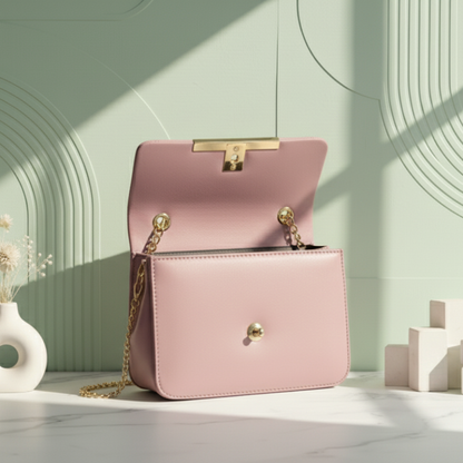 Mauve Chevron Stitched Crossbody Bag