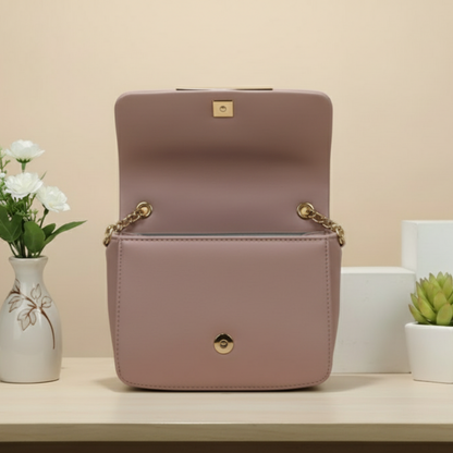 Rose Mauve Chevron Flap Bag