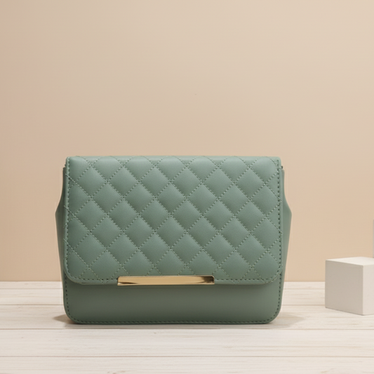 Mint Quilted Flap Crossbody Bag