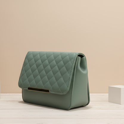 Mint Quilted Flap Crossbody Bag