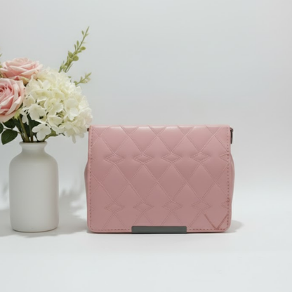 Blush Pink Geometric Quilted Bag