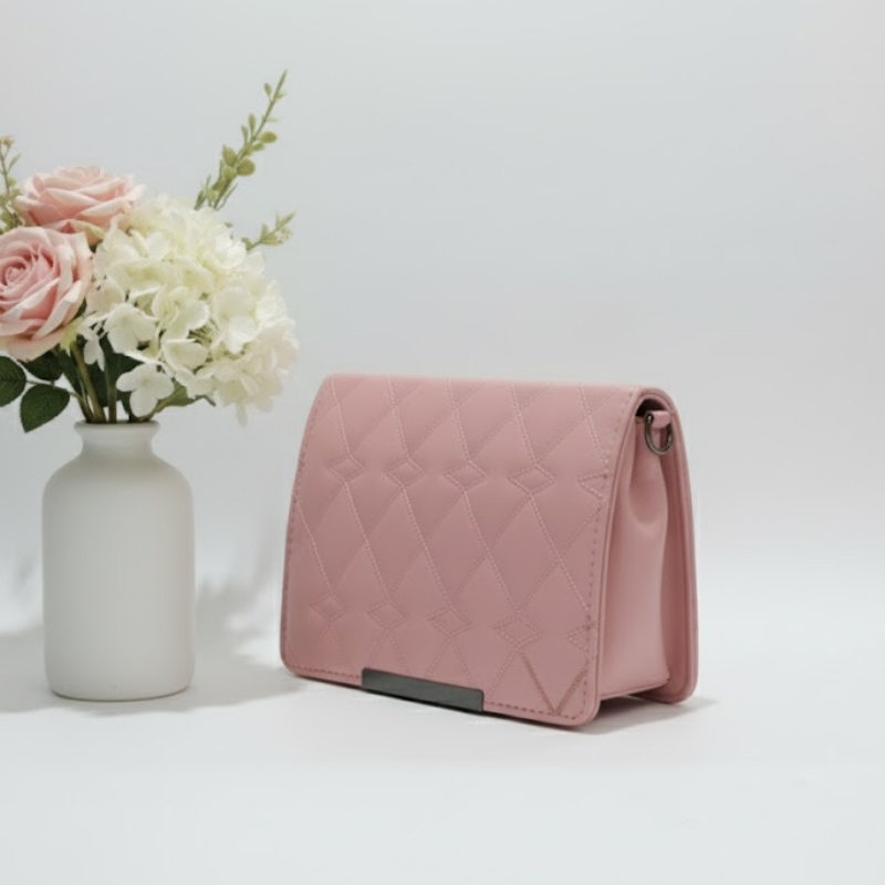 Blush Pink Geometric Quilted Bag