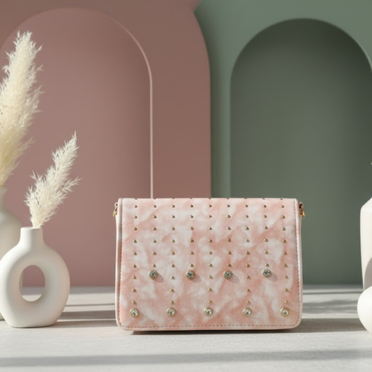 Pink Tie-Dye Studded Flap Bag