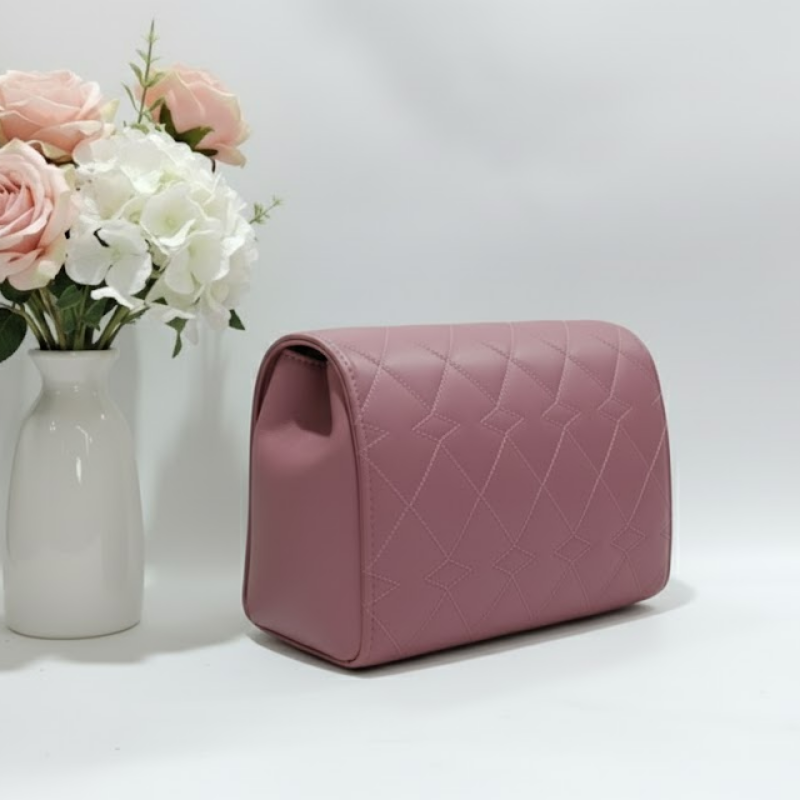 Dusty Rose Geometric Quilted Bag
