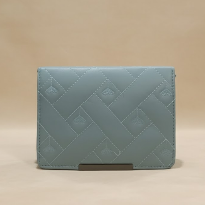 Serene Blue Geometric Embroidered Flap Bag