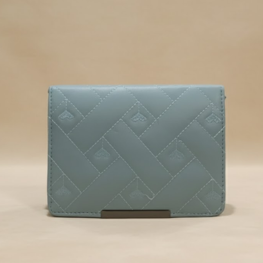 Serene Blue Geometric Embroidered Flap Bag