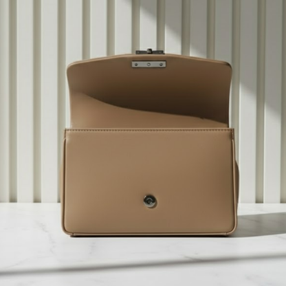 Classic Camel Chevron Quilted Chain Bag