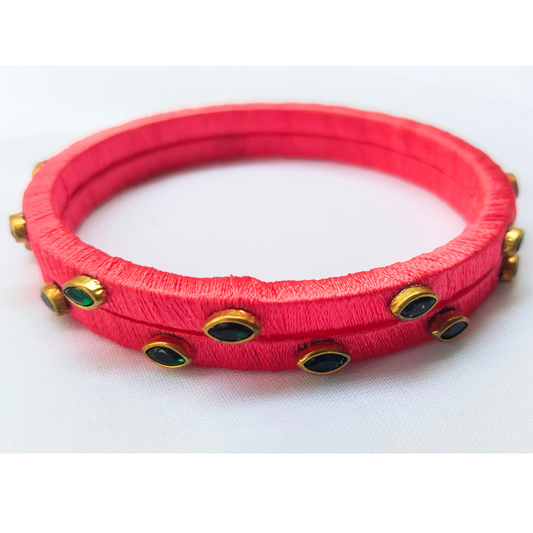 Red Stone Bangles | Classic Handmade Jewellery Set