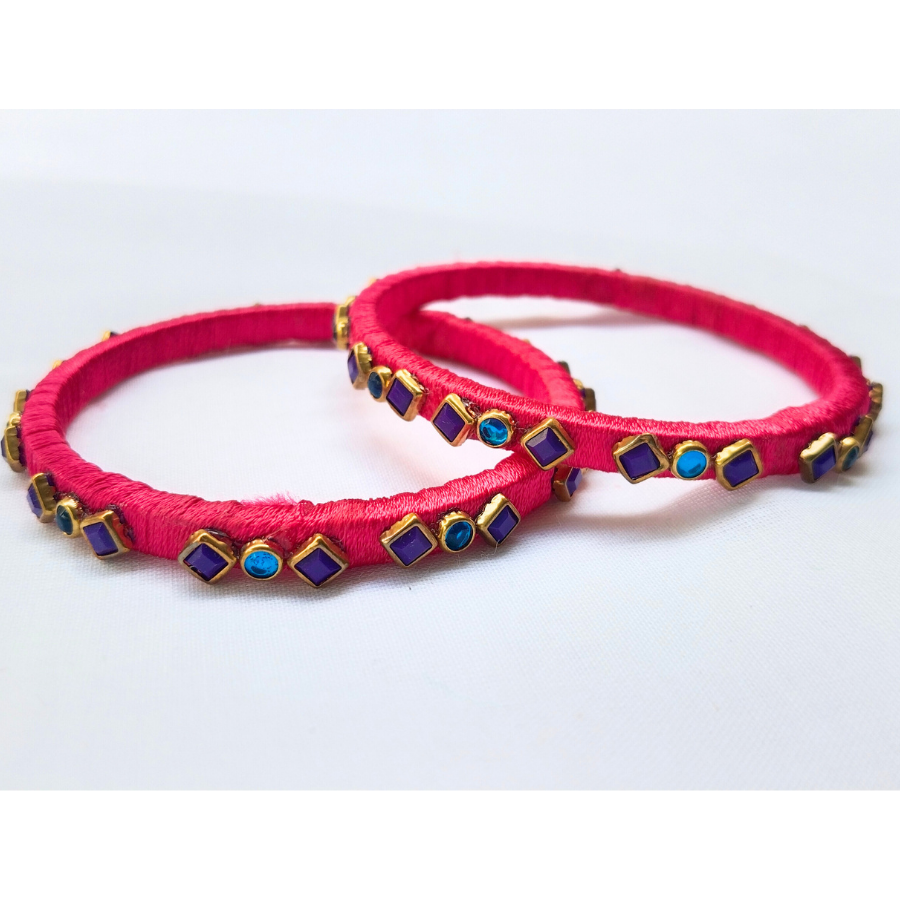 Pink Stone Bangles | Classic Handmade Jewellery Set