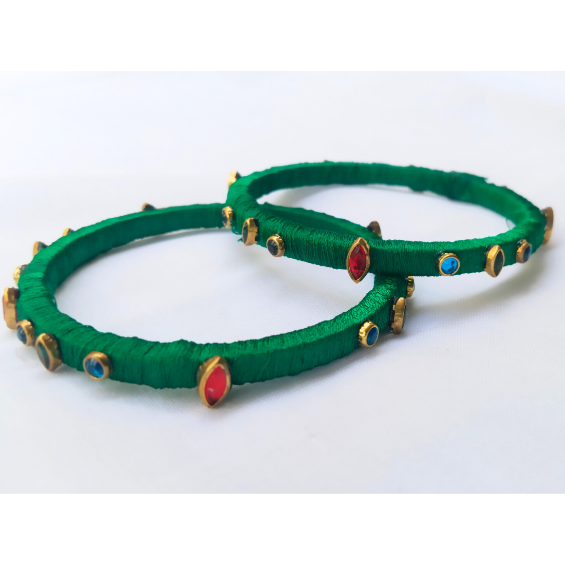 Green & Red Stone Bangles | Classic Handmade Jewellery Set