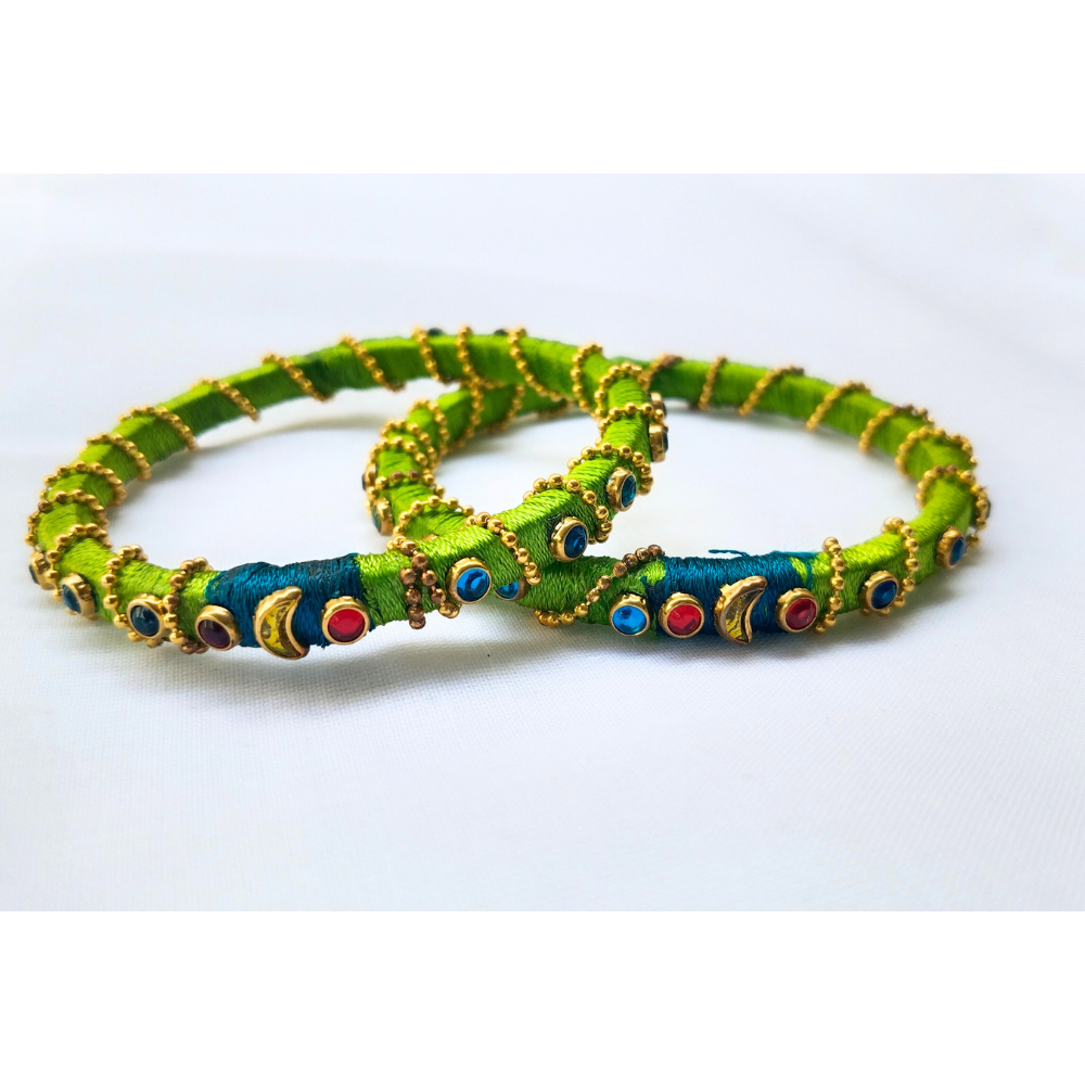 Yellow & Green Stone Bangles | Classic Handmade Jewellery Set
