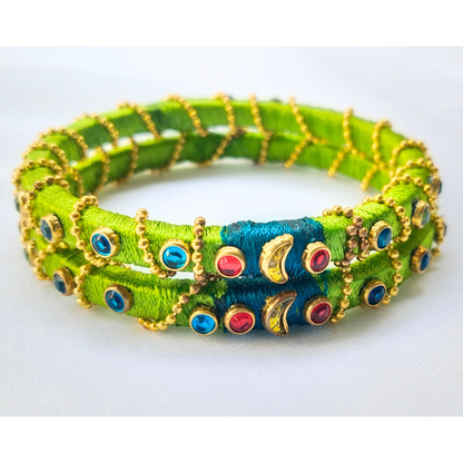 Yellow & Green Stone Bangles | Classic Handmade Jewellery Set
