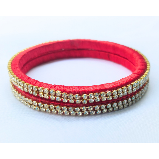 Red & Gold Stone Studded Bangles | Classic Handmade Jewellery Set