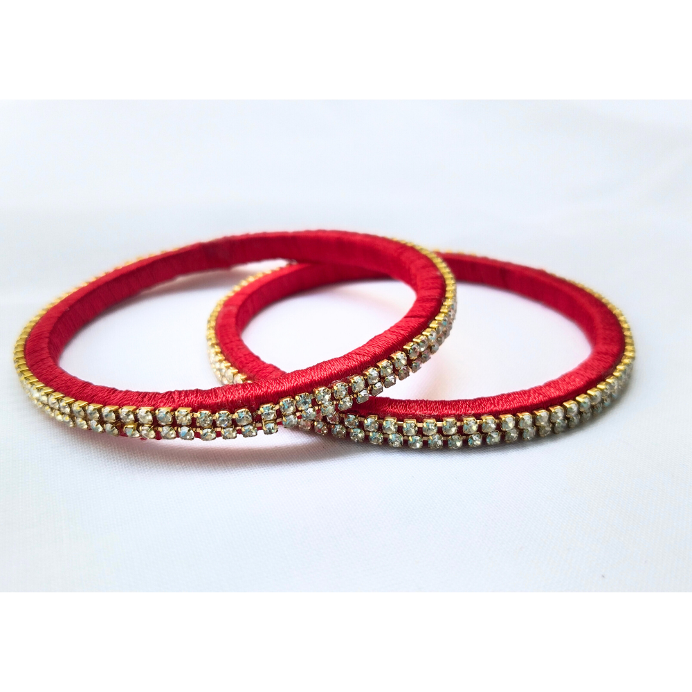 Red & Gold Stone Studded Bangles | Classic Handmade Jewellery Set