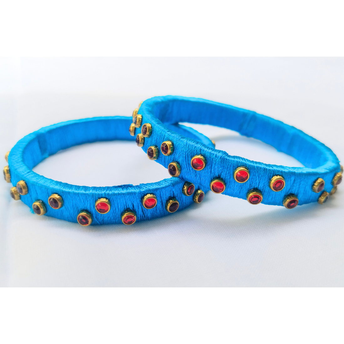 Blue Stone Studded Bangles | Classic Handmade Jewellery Set