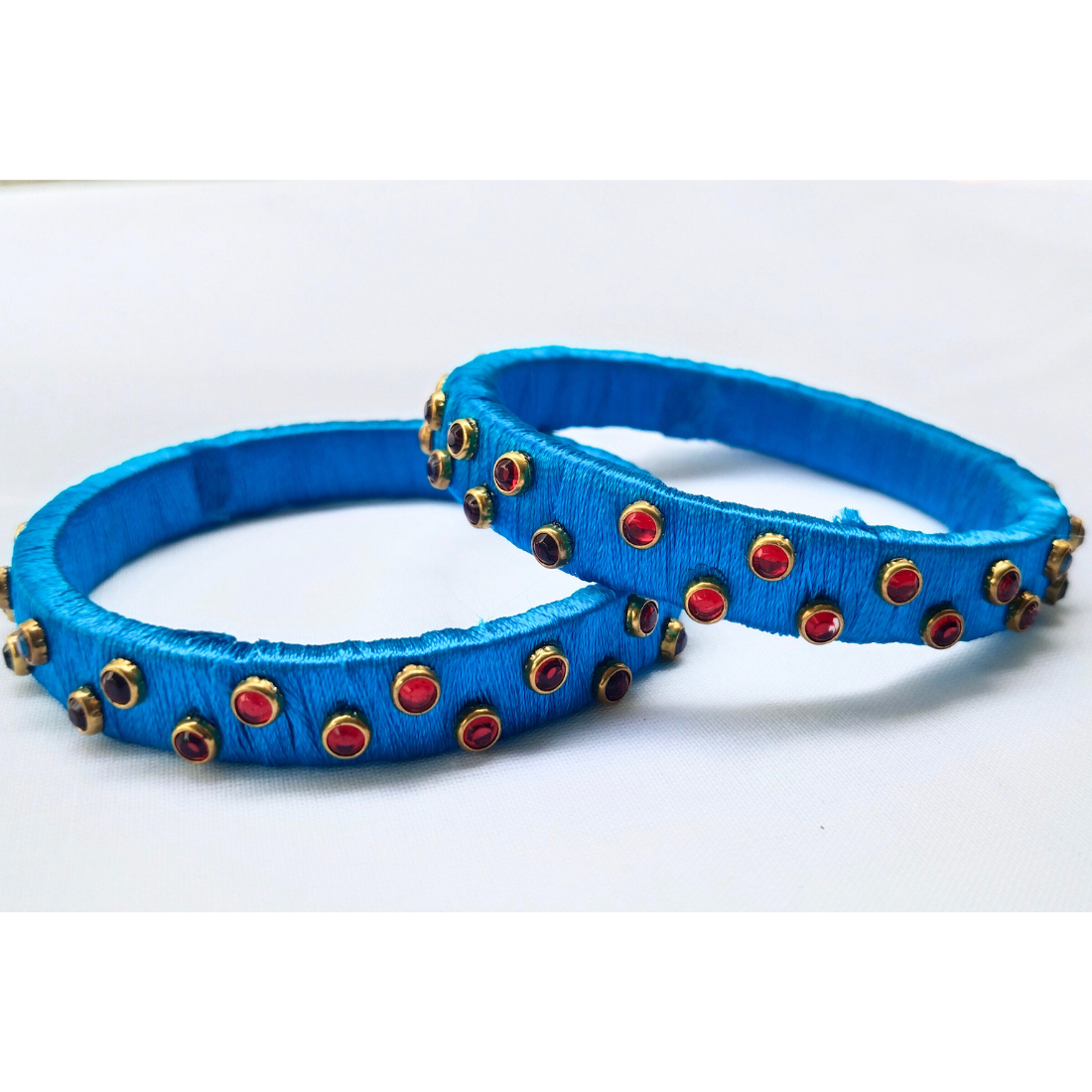Blue Stone Studded Bangles | Classic Handmade Jewellery Set