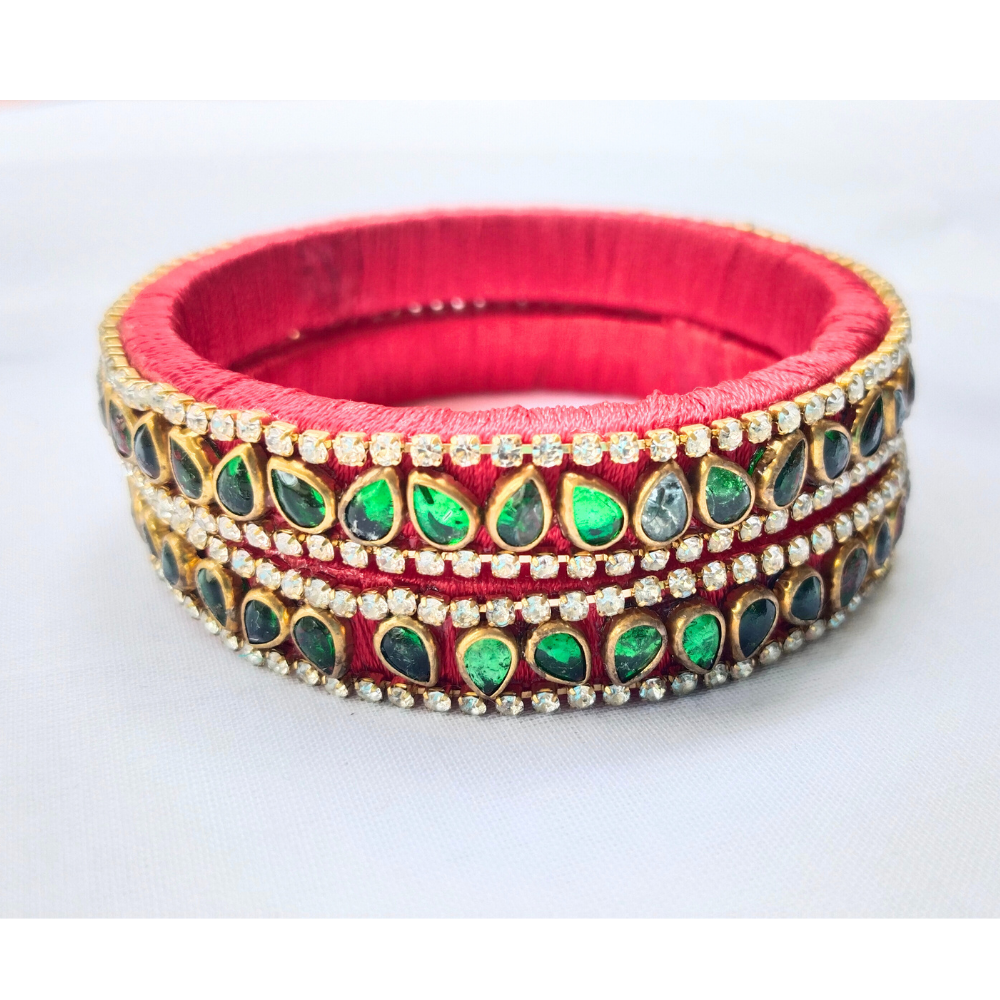 Maroon & Emerald Green Designer Bangles | Premium Handmade Jewellery