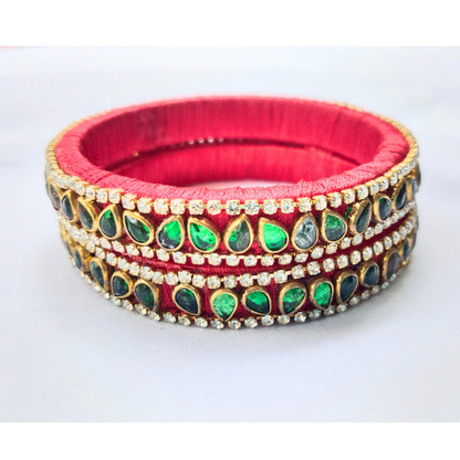Maroon & Emerald Green Designer Bangles | Premium Handmade Jewellery