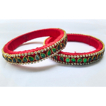 Maroon & Emerald Green Designer Bangles | Premium Handmade Jewellery
