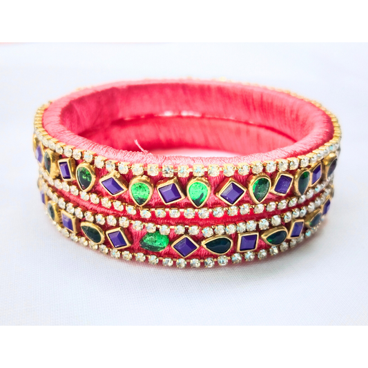 Royal Red Bangles | Gem-Studded Festival Pair