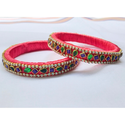 Royal Red Bangles | Gem-Studded Festival Pair
