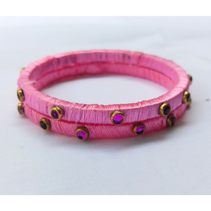 Soft Pink Crystal Bangles | Graceful Everyday Wear