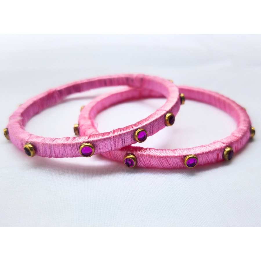Soft Pink Crystal Bangles | Graceful Everyday Wear