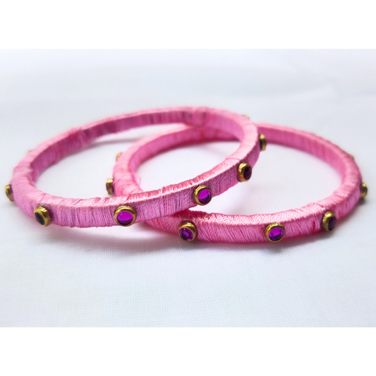 Soft Pink Crystal Bangles | Graceful Everyday Wear