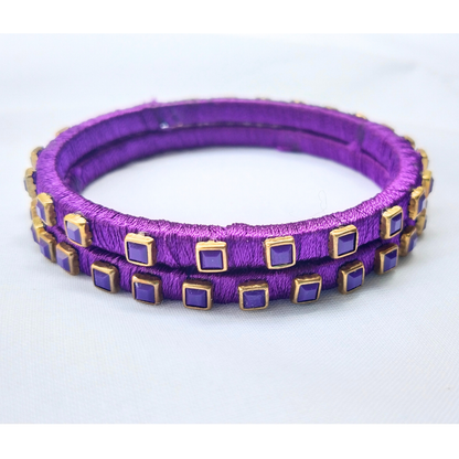 Square-Stone Purple Bangles | Modern Traditional Fusion