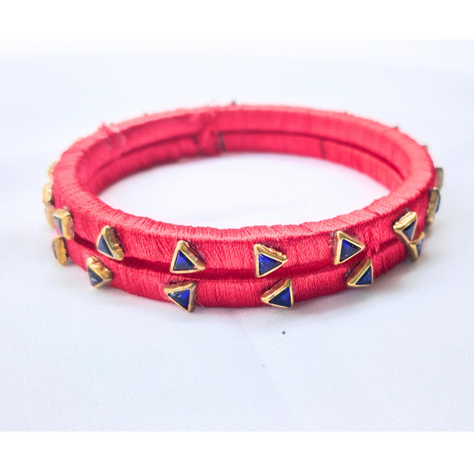 Triangle-Stone Red Bangles | Bold & Contemporary