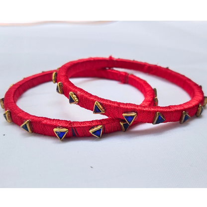 Triangle-Stone Red Bangles | Bold & Contemporary
