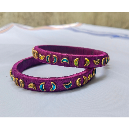 Moon-Stone Violet Bangles | Traditional Fusion Elegance